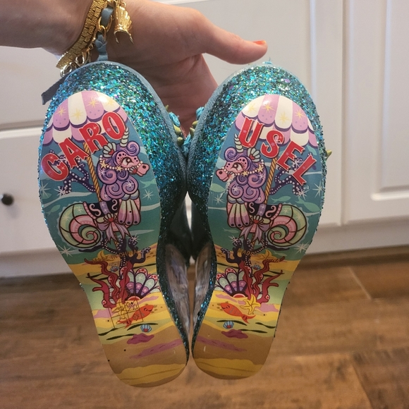 NWT Host Pick🥳 Irregular Choice Carousel 🎠 Carol Sell Glitter Snow Globe Heels - Picture 12 of 16